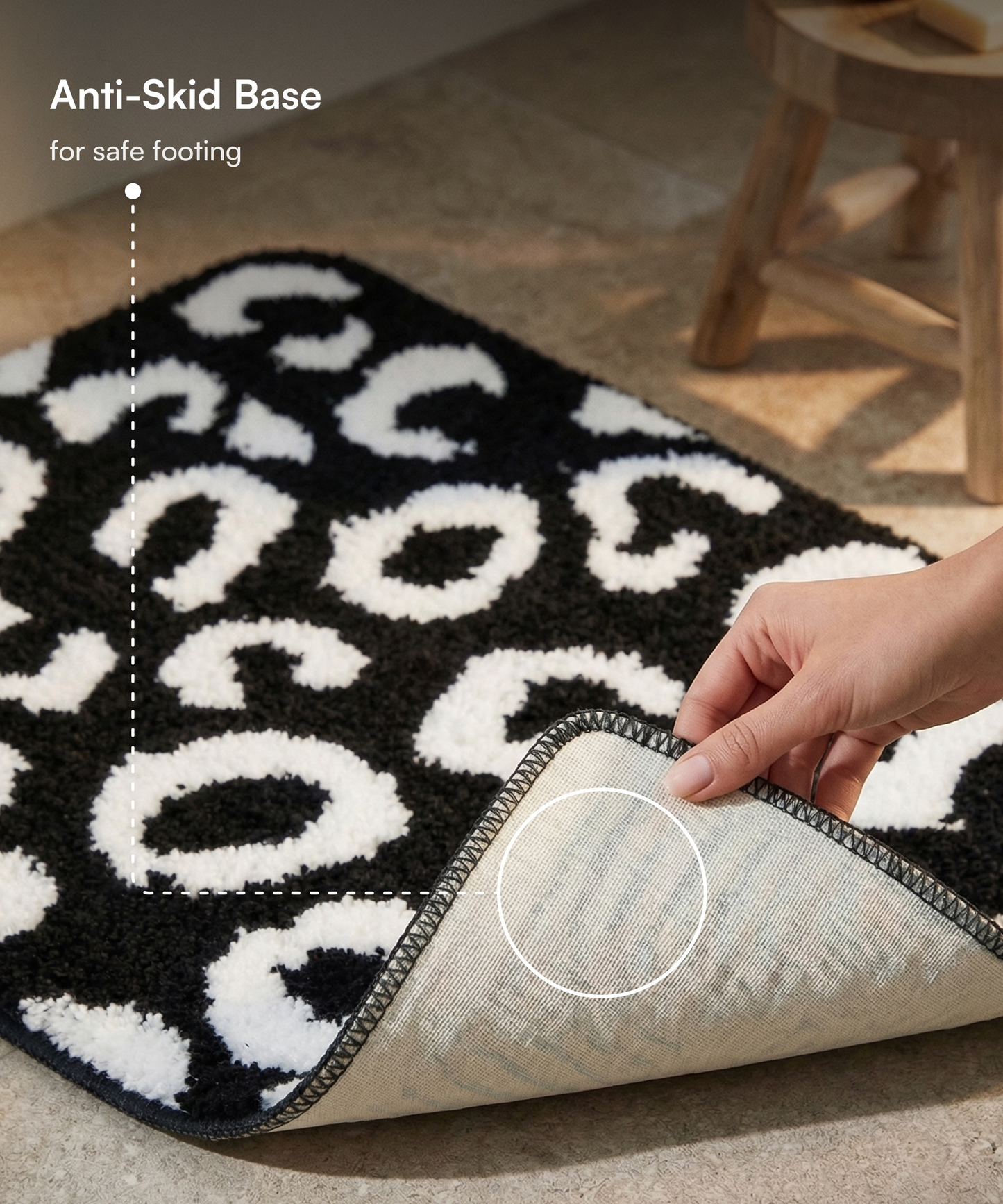 Tiger Print Bath Mat | Black Color | Pack of 2