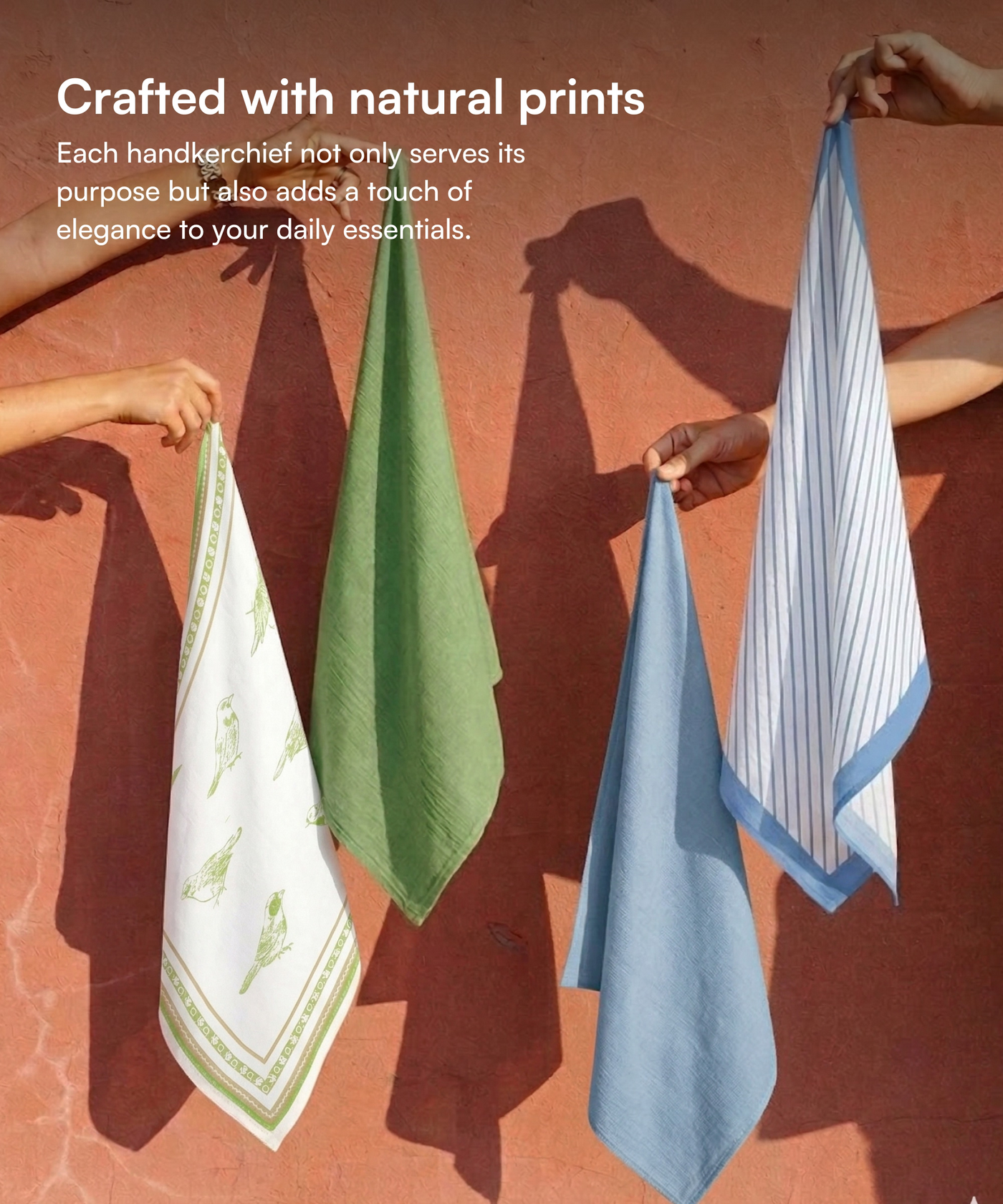 Aluvera Hand kerchief | Aloegreen and Mirage Blue combo | 40 X 40 cm | Pack of 4