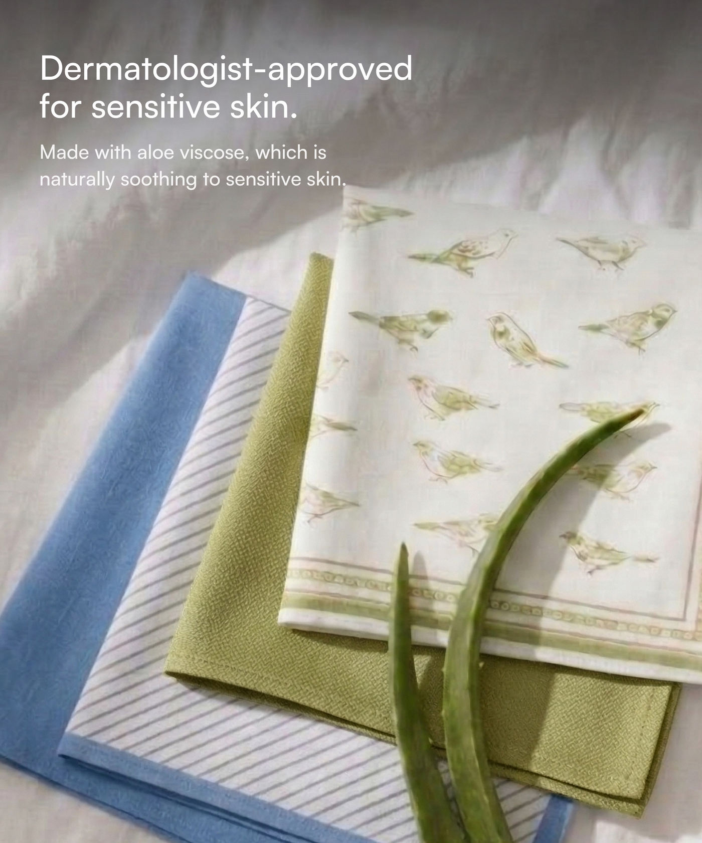 Aluvera Hand kerchief | Aloegreen and Mirage Blue combo | 40 X 40 cm | Pack of 4