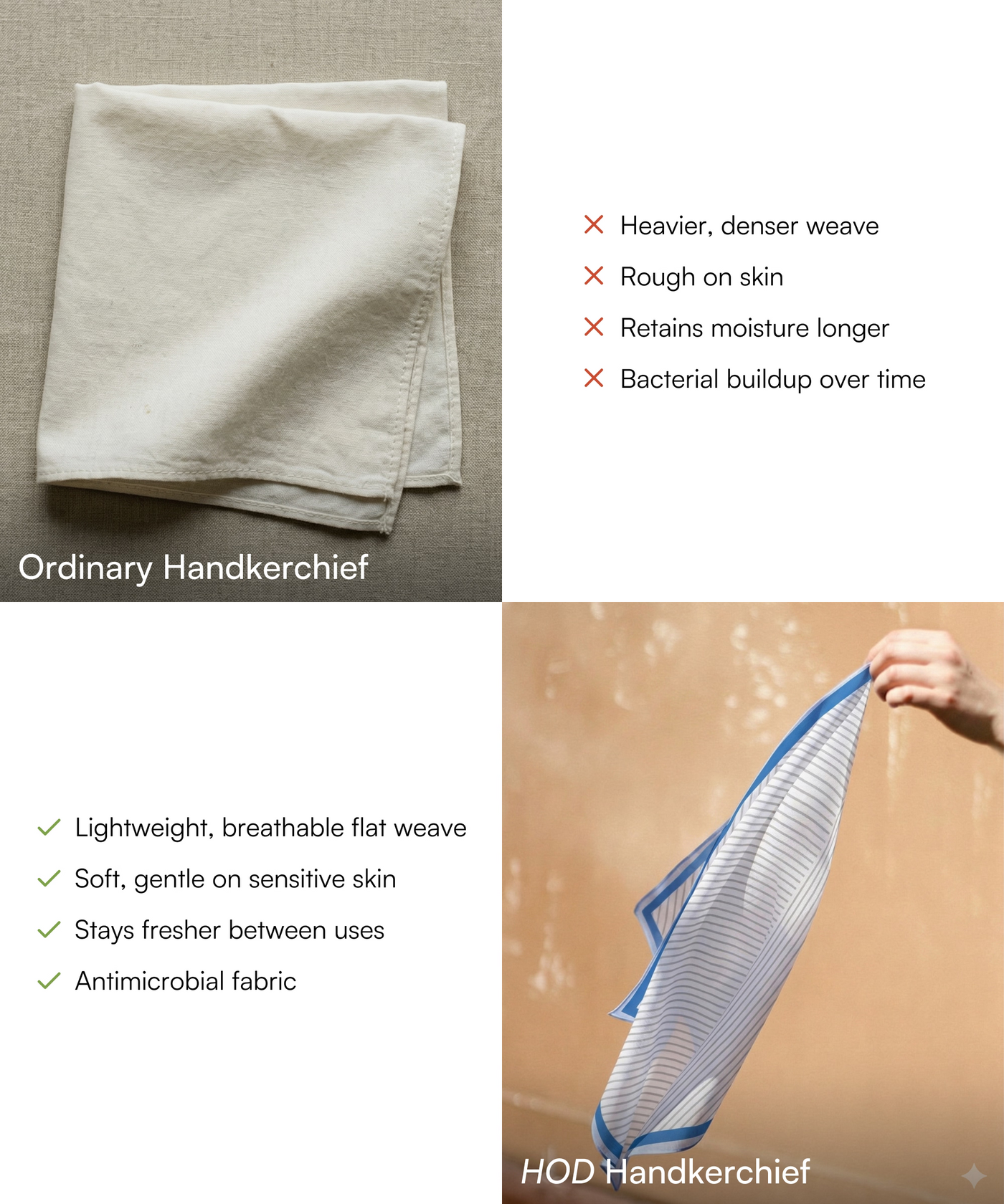 Aluvera Hand kerchief | Aloegreen and Mirage Blue combo | 40 X 40 cm | Pack of 4