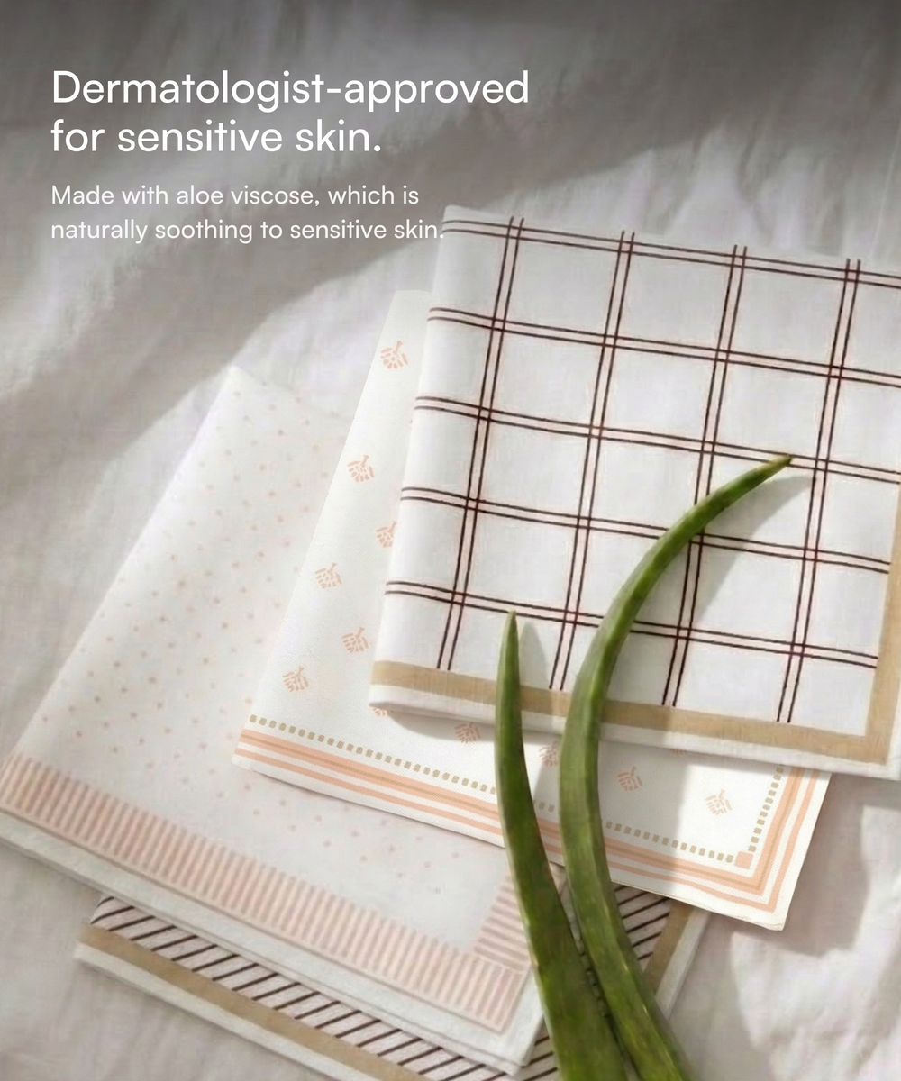 Aluvera Hand kerchief | Chocolate Brown and Honey peach Combo | 40 X 40 cm | Pack of 4