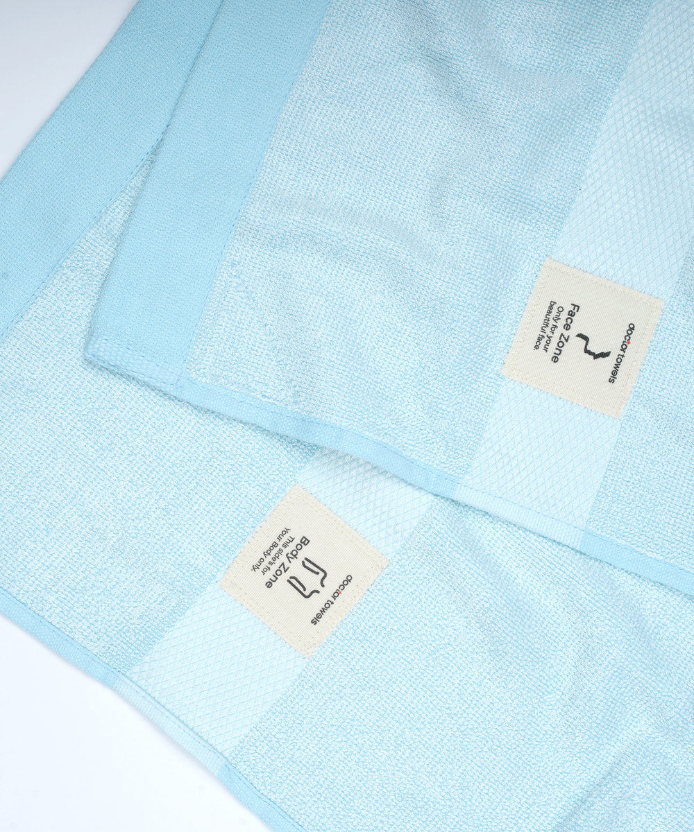 Banana Super Light Weight Terry Bath Towels | 400 GSM | Pack of 2 - Delicate Blue & French Blue