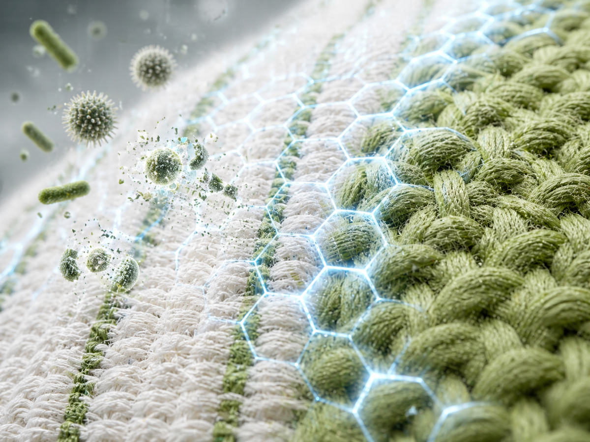 Positive ions attracting bacteria and fungi to treated towel fabric