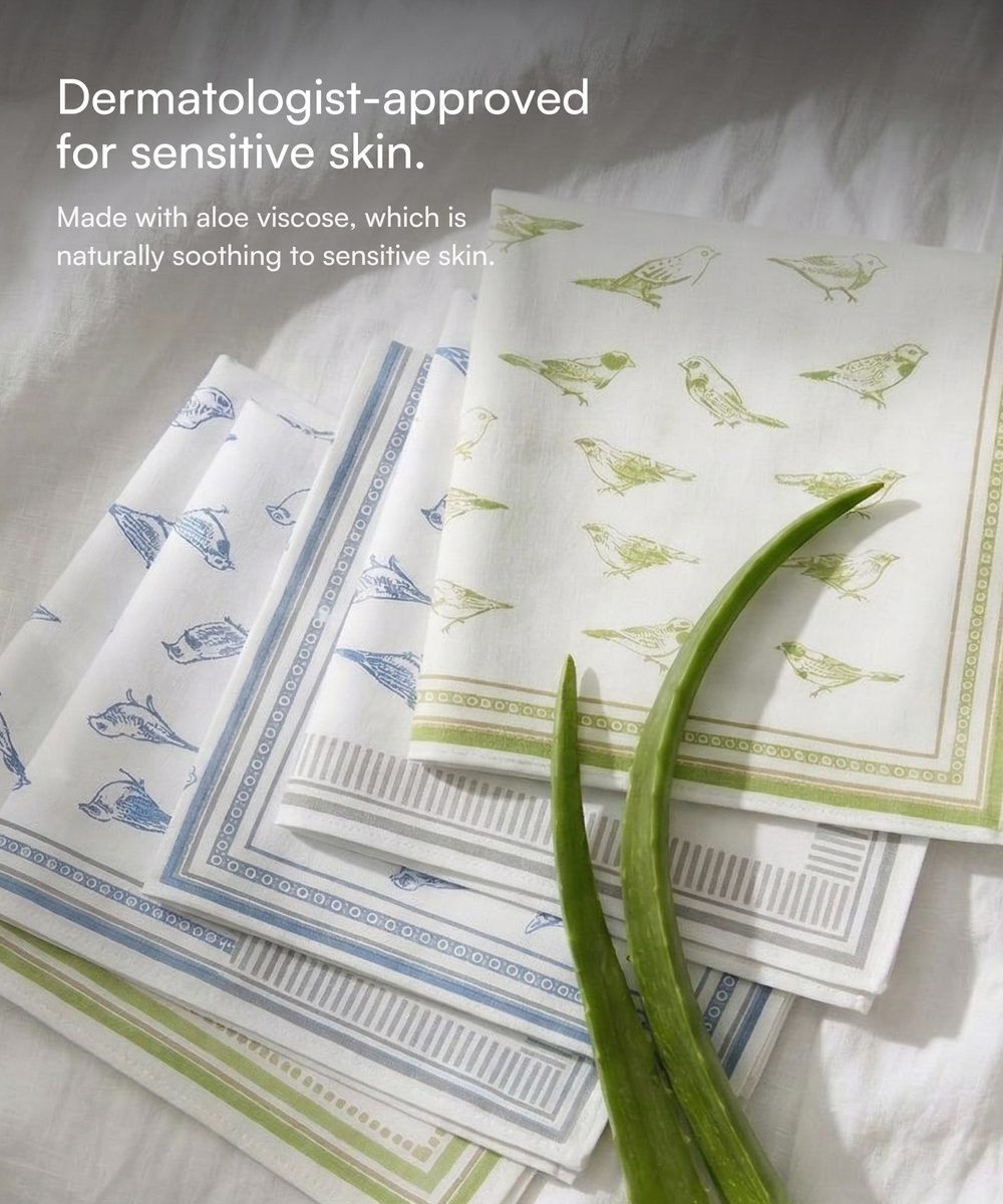 Aluvera Handkerchief | Natural Print | 40X40 cm | Pack of 6