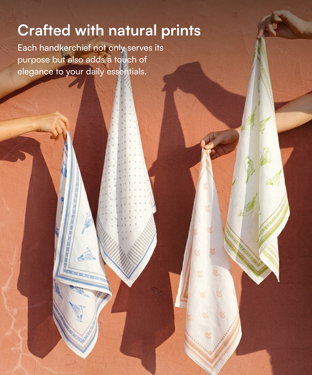 Aluvera Handkerchief | Natural Print | 40X40 cm | Pack of 6