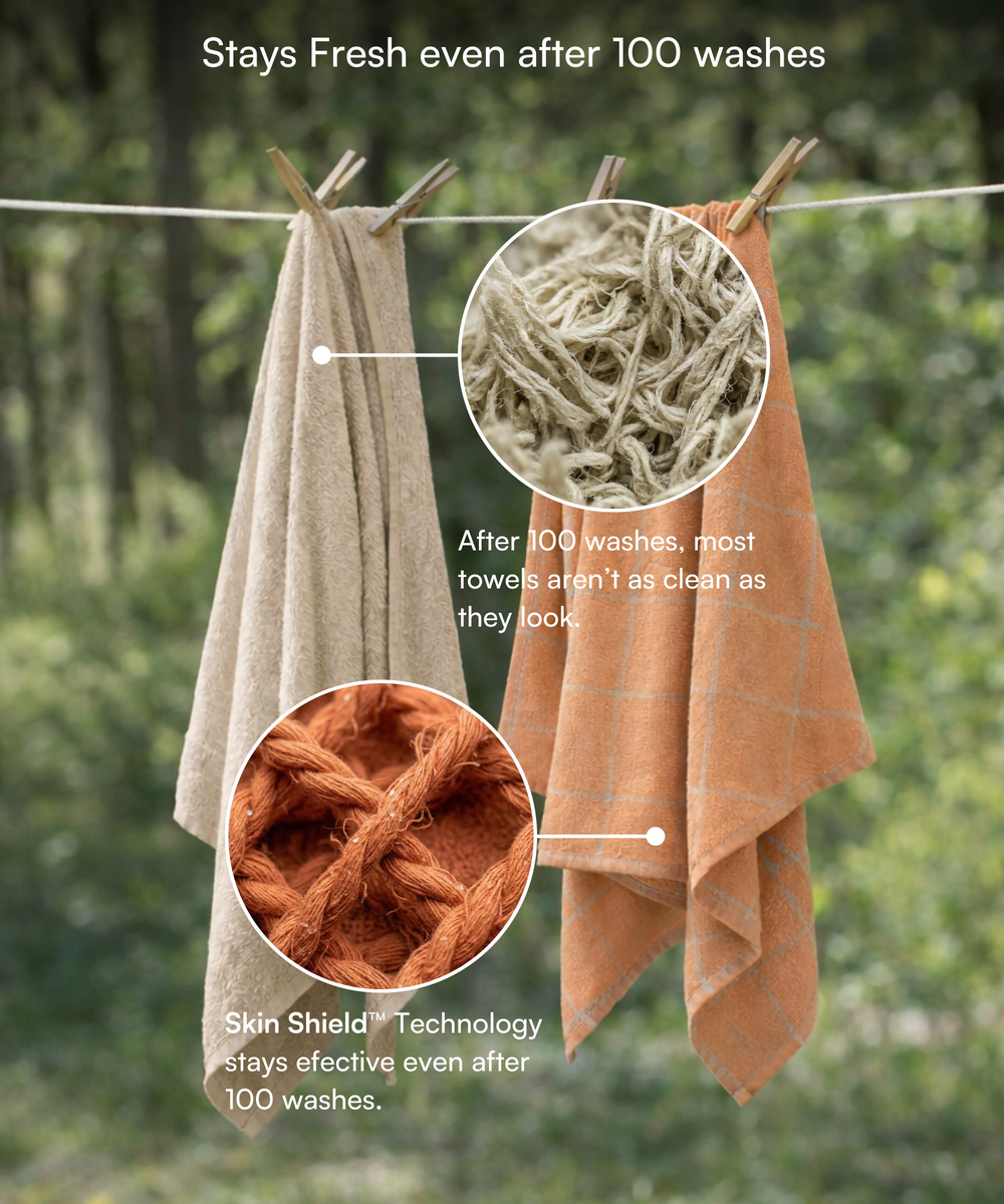 Banana Double Cloth Bath Towels | 330 GSM | 75 X 150 cm | Pack of 4