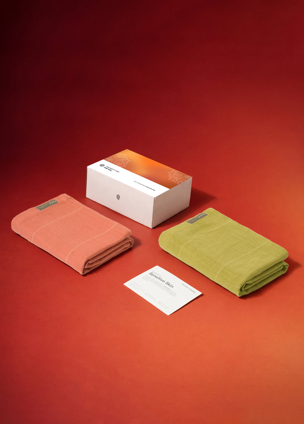 Aluvera Double Cloth Bath Towels | 230 GSM | 75 x 150 cm | Set of 2 - Aloe Green + Apricot Brandy