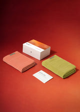 Aluvera Double Cloth Bath Towels | 330 GSM | 75 x 150 cm | Set of 2 - Aloe Green + Apricot Brandy