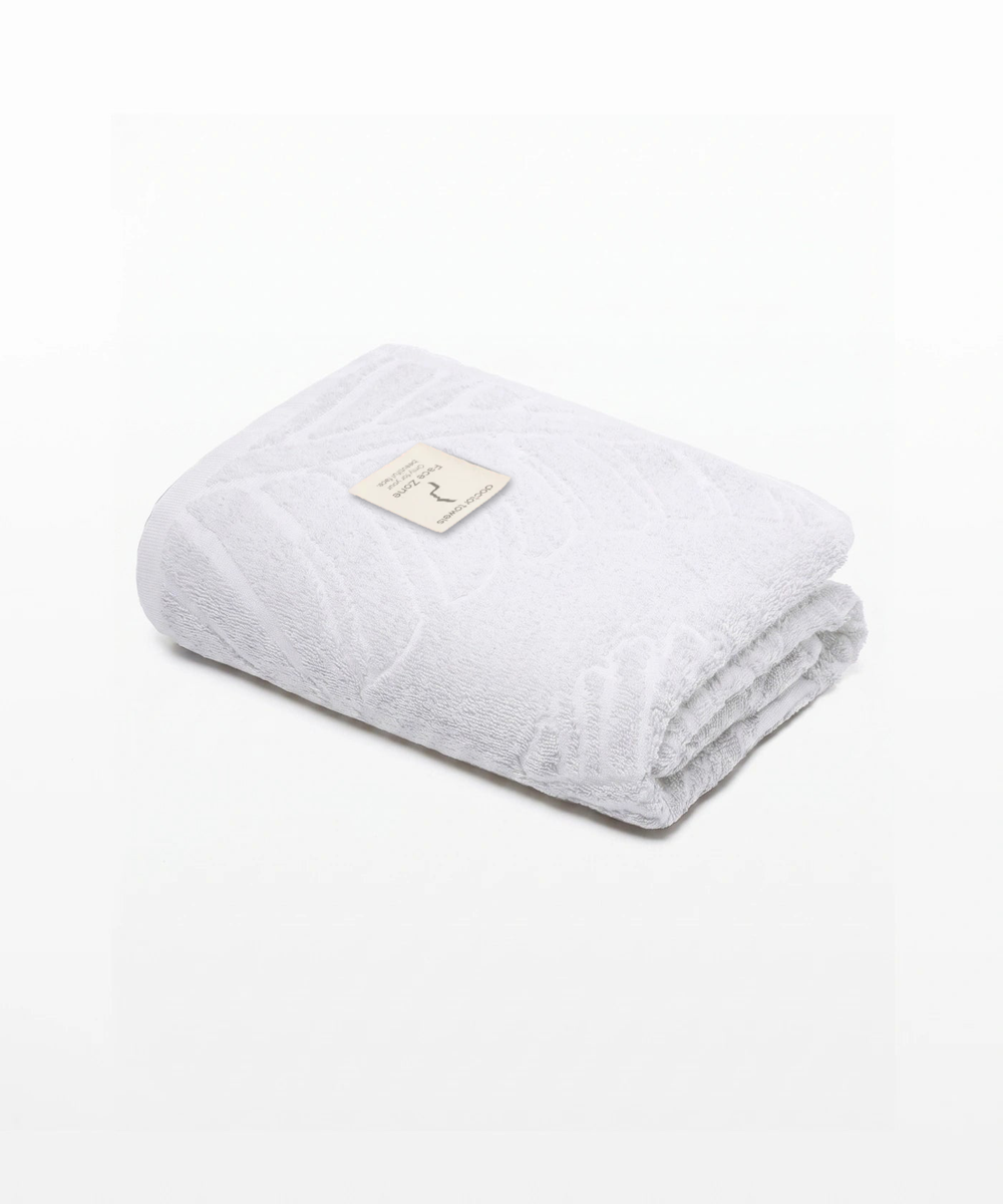 Alufern Terry Bath Towel - Frosted Lily with Face Zone label