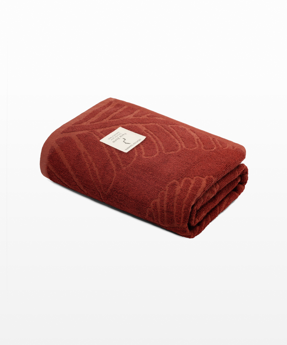 Alufern Terry Bath Towel - Maple Rust with Face Zone label