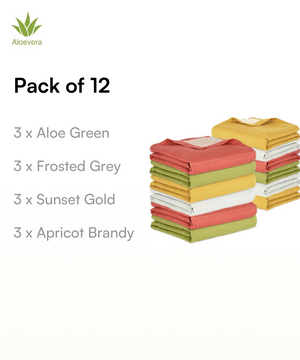 Aluvera Double Cloth Bath Towels | 330 GSM | 75 x 150 cm | Pack of 12