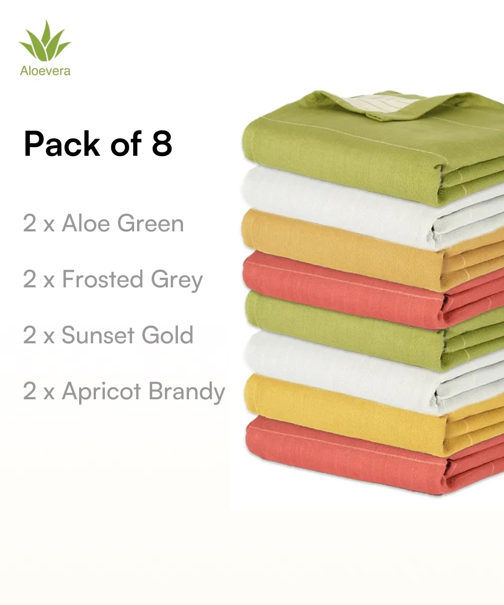 Aluvera Double Cloth Bath Towels | 330 GSM | 75 X 150 cm | Pack of 8