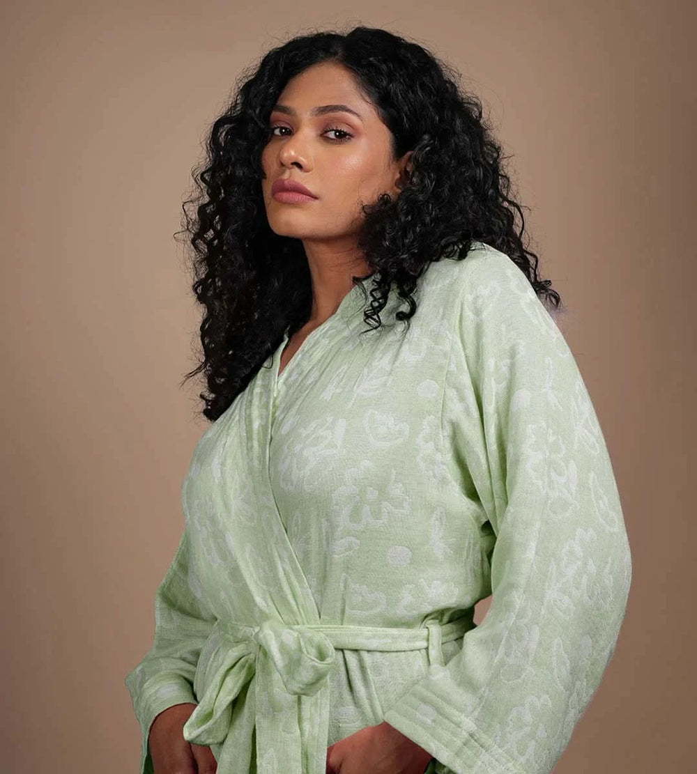 Banana Jacquard Floral Bathrobe