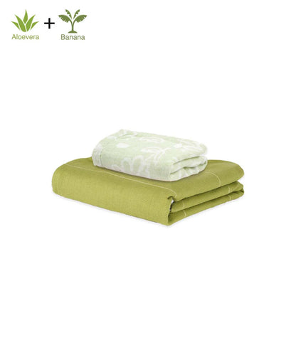 Pack of 2 with Aloe vera Bath + Banana Floral Hand Towel- Skin-Safe Monsoon Bundle