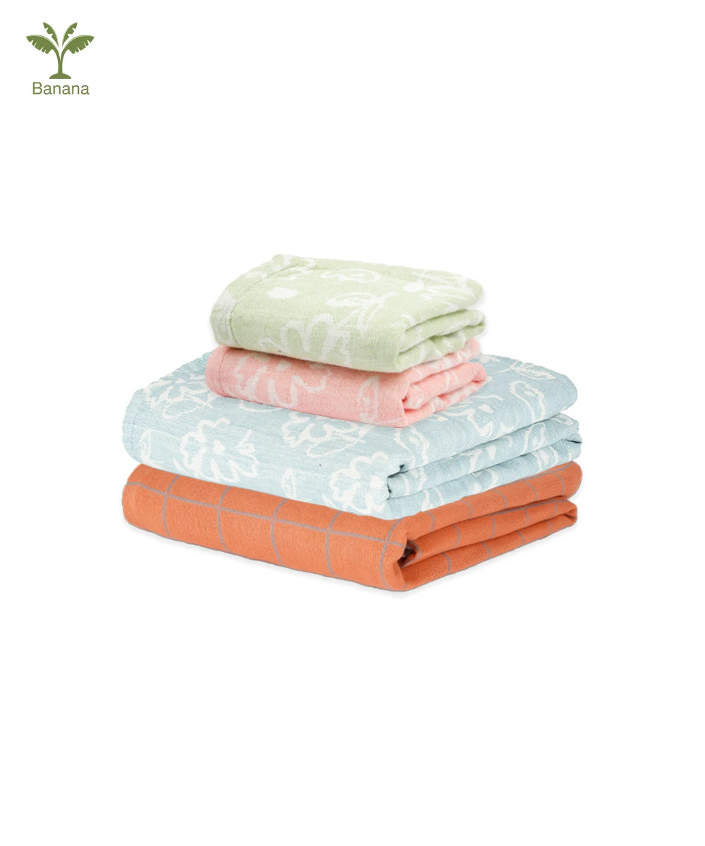 Pack of 4 with Hand Towels - Skin-Safe Monsoon Bundle