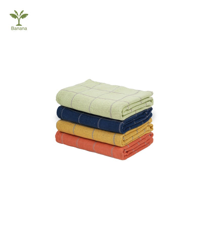 Banana Double Cloth Hand Assorted Towel | 40 X 60 cm | 330 GSM | Pack of 4