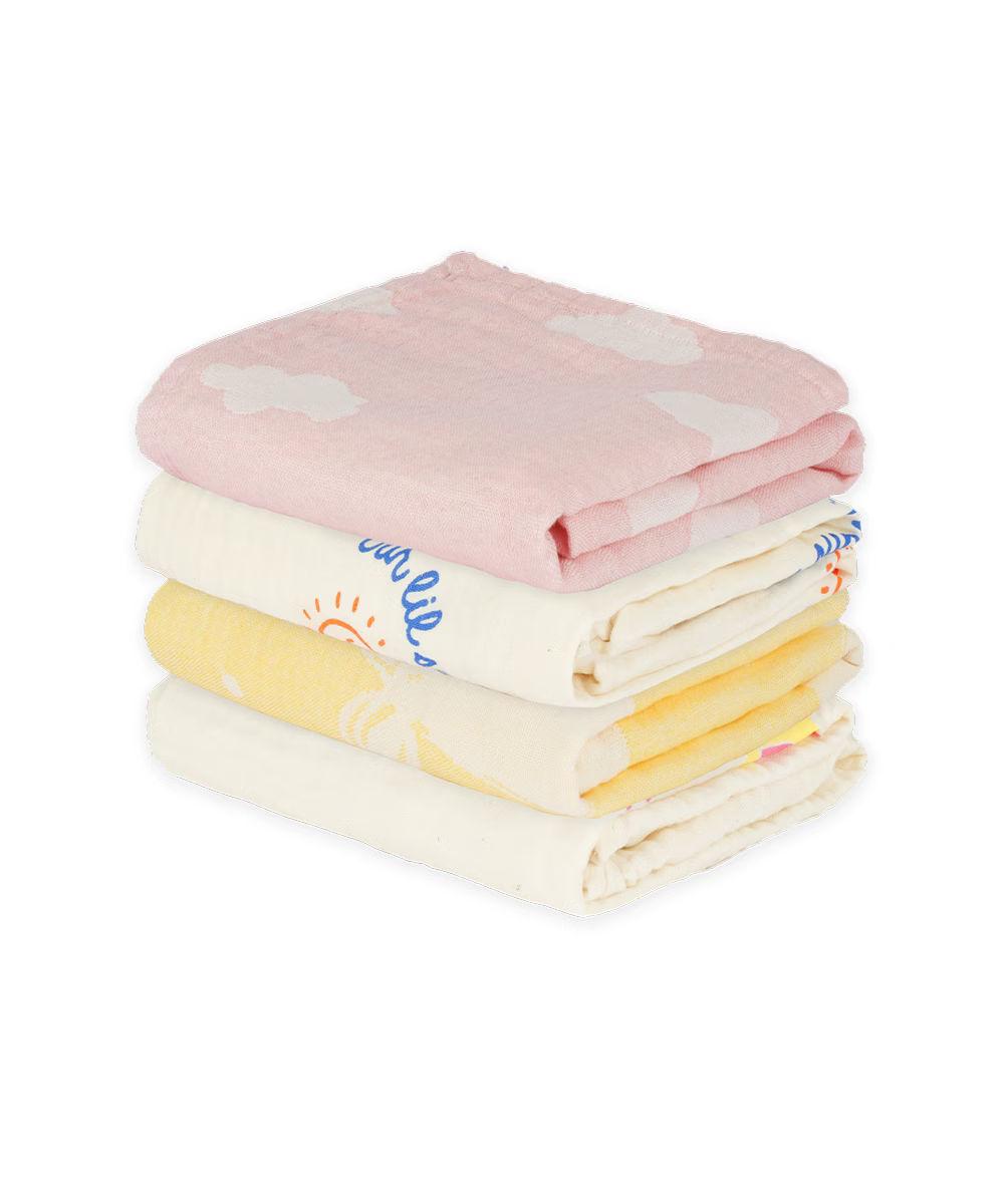Baby bath towels and Swaddles Set- Pack of 4