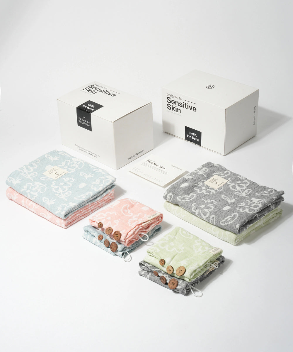 Banana Floral Bath Towel + Hair Towel Combo -Pack of 8