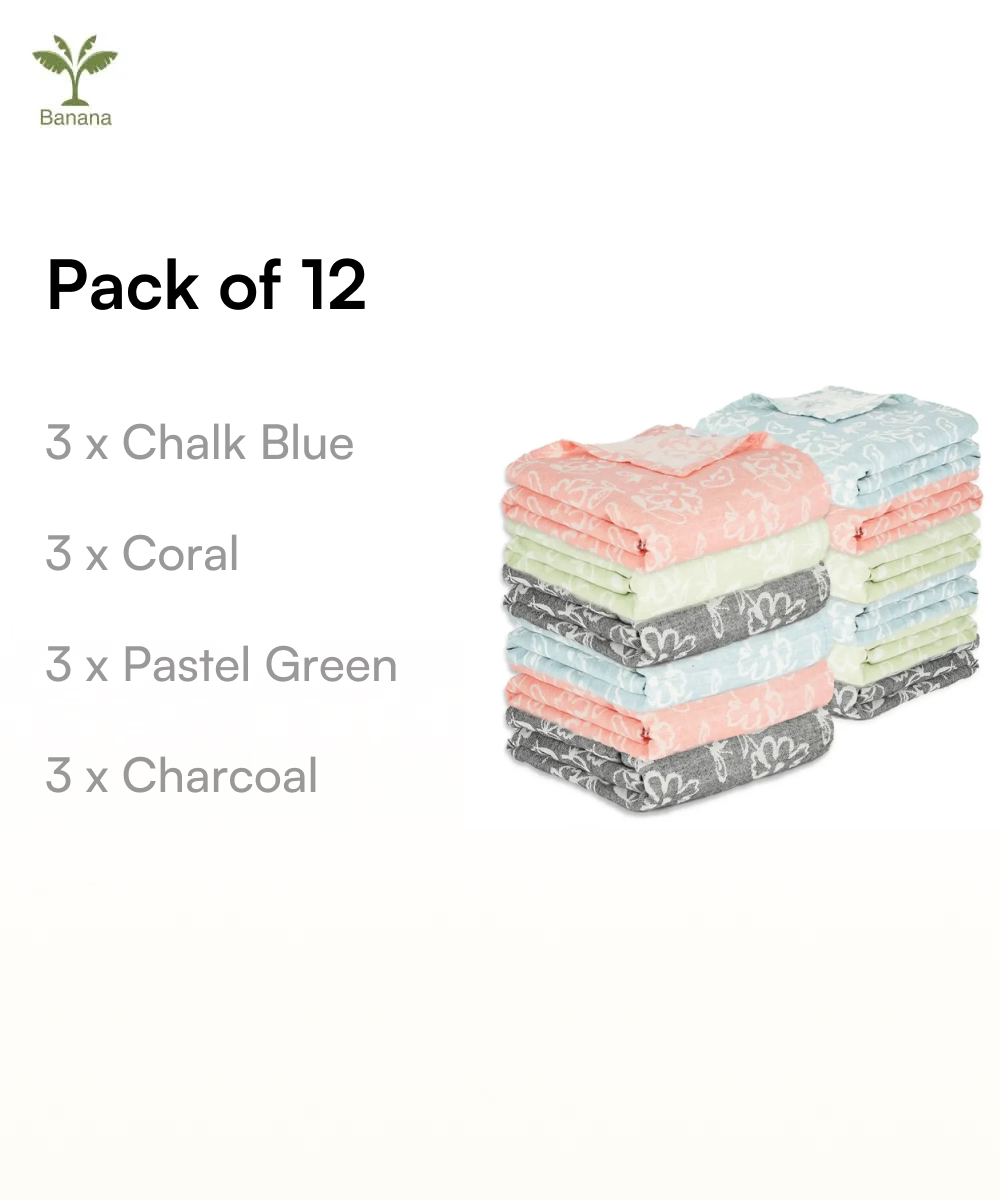 Banana Jacquard Floral Bath Towel | 210 GSM | 75 x 150 cm | Set of 12