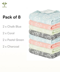 Banana Jacquard Floral Bath Towel | 210 GSM | 75 X 150 cm | Pack of 8