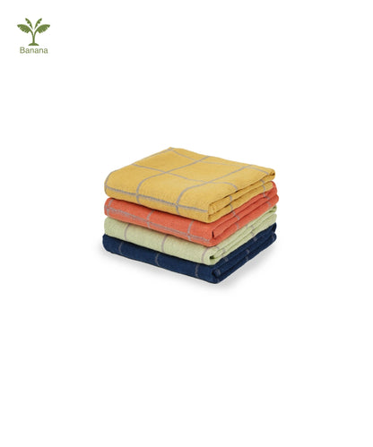 Banana Double Cloth Face Assorted Towel |30 X 30 cm | 330 GSM - Pack of 4