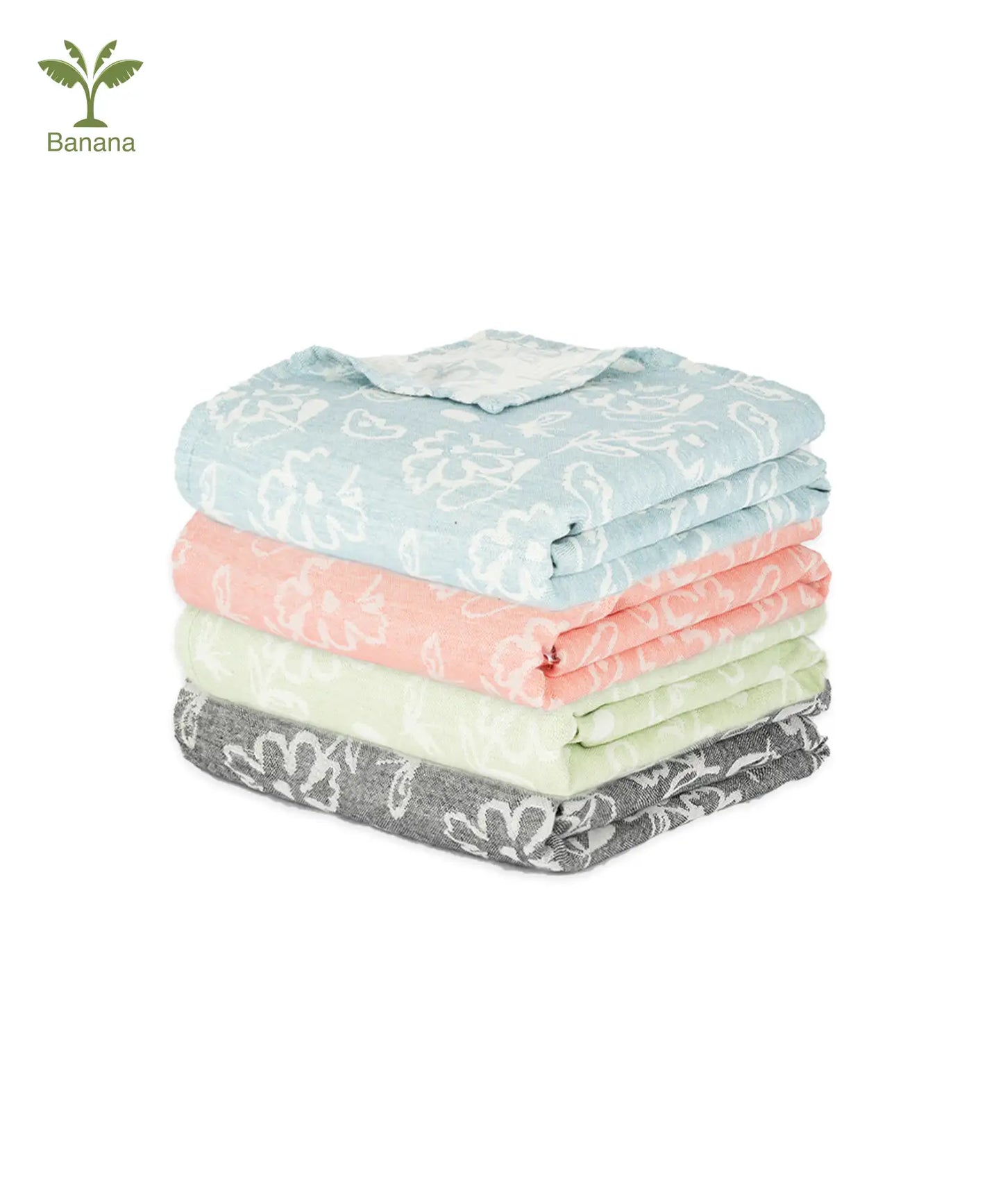 Banana Jacquard Floral Bath Towel | 75 X 150 cm - Pack of 4