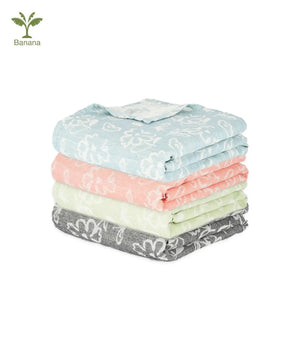 Banana Jacquard Floral Bath Towel | 210 GSM | 75 x 150 cm | Pack of 4