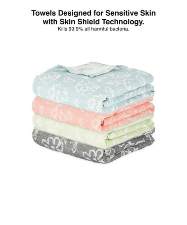 Banana Jacquard Floral Bath Towel | 75 X 150 cm - Pack of 4