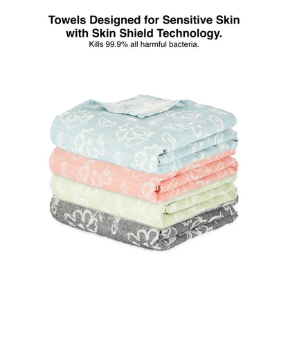 Banana Jacquard Floral Bath Towel | 75 X 150 cm - Pack of 4