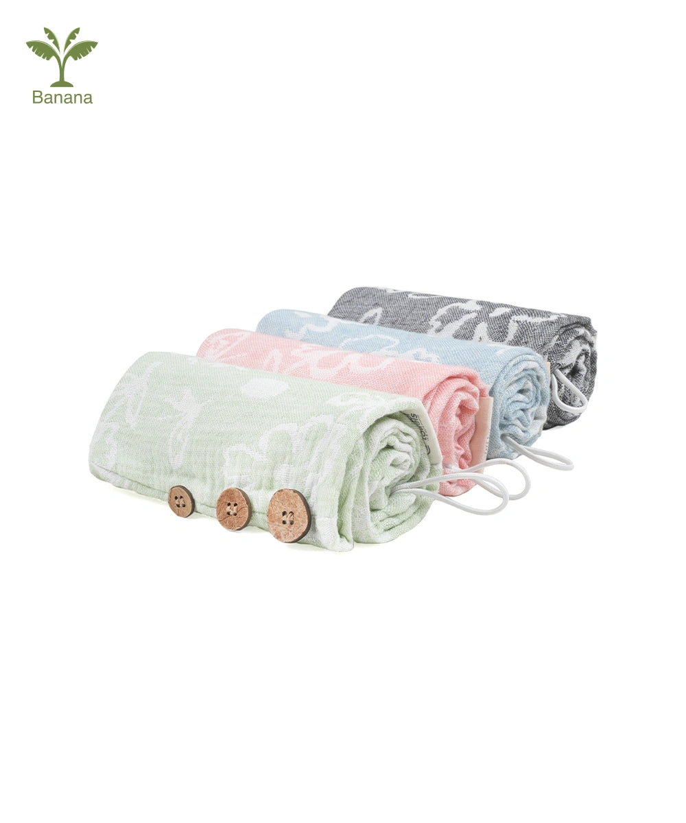 Banana Jacquard Floral Hair Towels |  25cm x 65cm x 5 cm | 300 GSM |  pack of 4