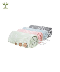 Banana Jacquard Floral Hair Towels |  25cm x 65cm x 5 cm | 300 GSM |  pack of 4