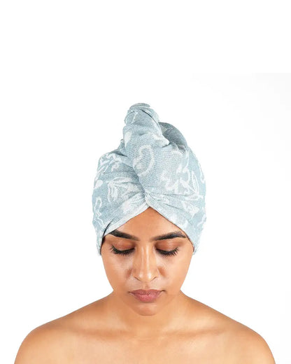 Banana Jacquard Floral Hair Towel | 350GSM |  25cm x 65cm x 5 cm