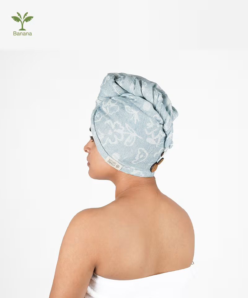 Banana Jacquard floral Hair Towel | 210 GSM | 25cm x 65cm x 5cm