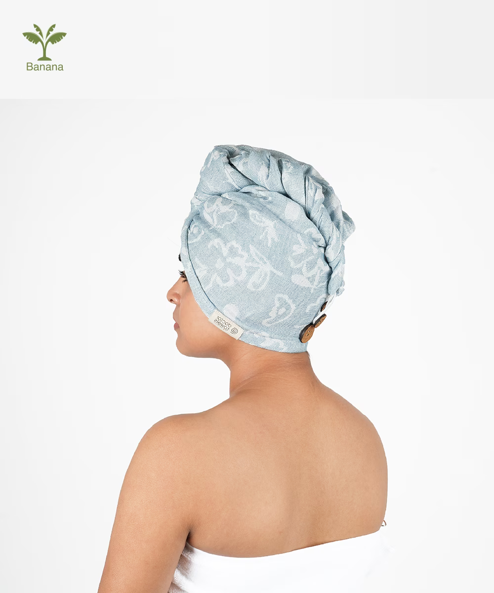 Banana Jacquard Hair Towel - Floral Design, 350GSM, 25cm x 65cm x 5cm