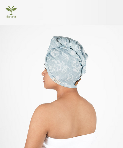 Banana Jacquard Hair Towel - Floral Design, 350GSM, 25cm x 65cm x 5cm