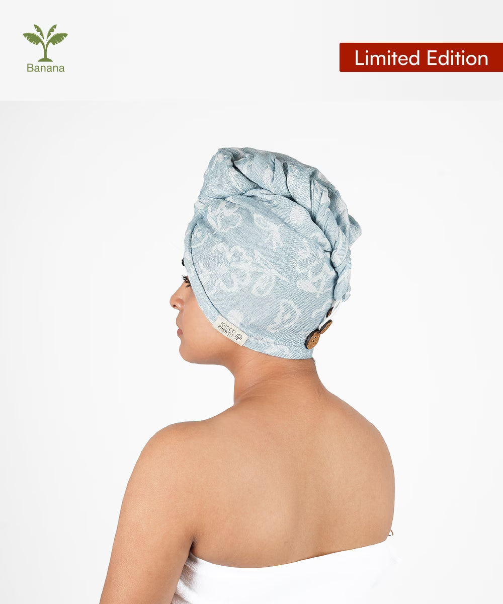 Banana Jacquard Floral Hair Towel | 350GSM |  25cm x 65cm x 5 cm