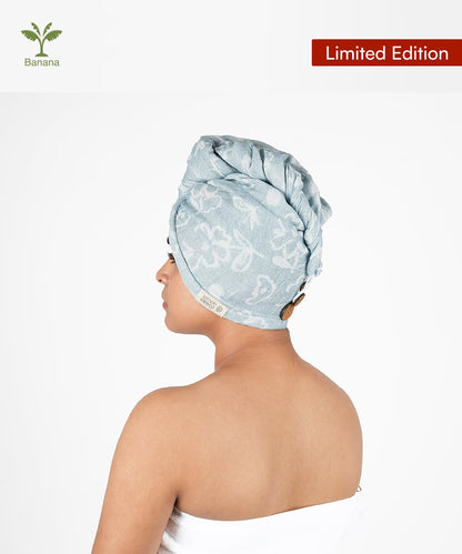 Banana Jacquard Floral Hair Towel | 350GSM |  25cm x 65cm x 5 cm