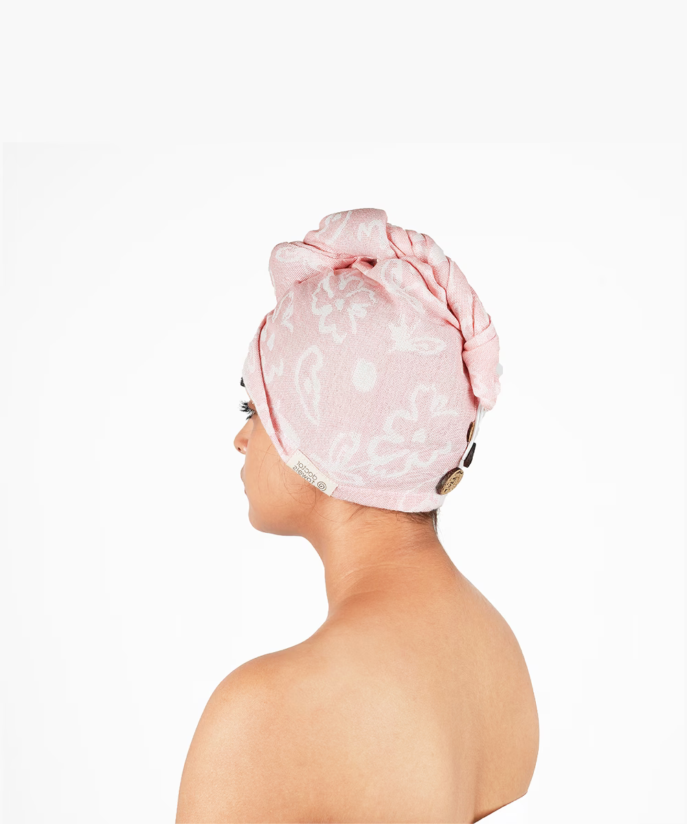 Banana Jacquard Hair Towel - Floral Design, 350GSM, 25cm x 65cm x 5cm