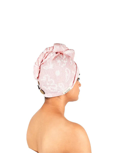 Banana Jacquard Floral Hair Towel | 350GSM |  25cm x 65cm x 5 cm