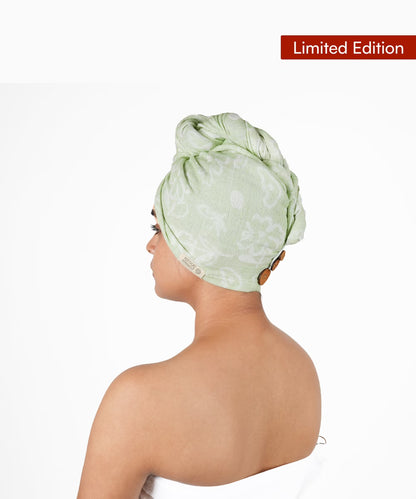 Banana Jacquard Floral Hair Towel | 350GSM |  25cm x 65cm x 5 cm