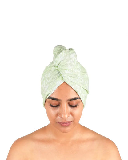 Banana Jacquard Floral Hair Towel | 350GSM |  25cm x 65cm x 5 cm