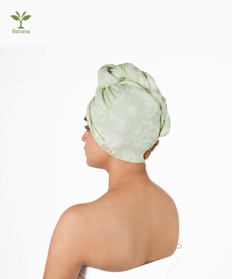 Banana Jacquard floral Hair Towel - 350GSM, 25cm x 65cm x 5cm