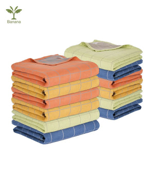 Banana Double Cloth Bath Towels | 330 GSM | 75 x 150 cm | Pack of 12