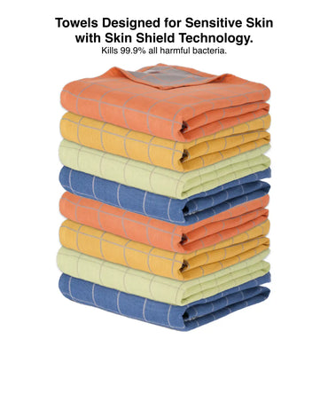 Banana Double Cloth Bath Towel | 75 X 150 cm - Pack of 8