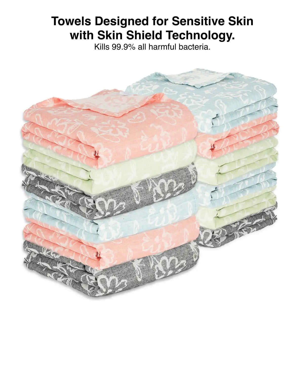 Banana Jacquard Floral Bath Towel | 75 X 150 cm - Pack of 12