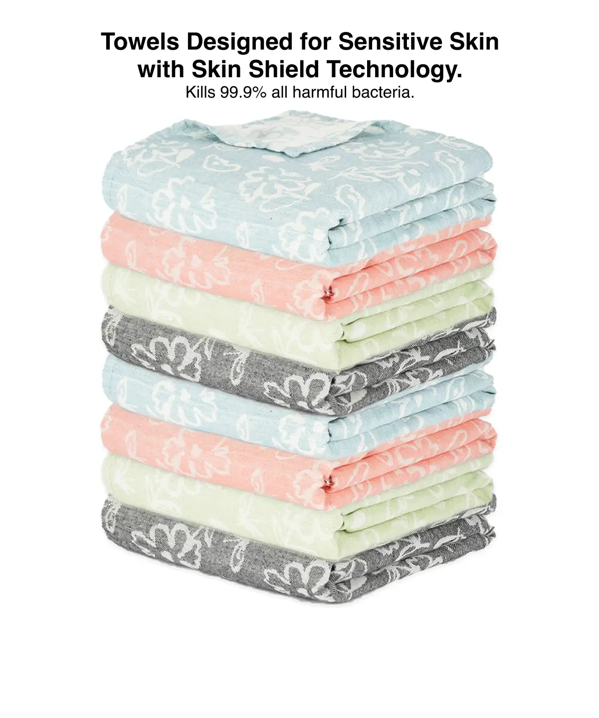 Banana Jacquard Floral Bath Towel | 75 X 150 cm - Pack of 8