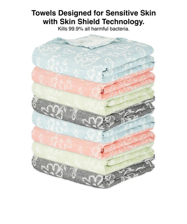 Banana Jacquard Floral Bath Towel | 75 X 150 cm - Pack of 8