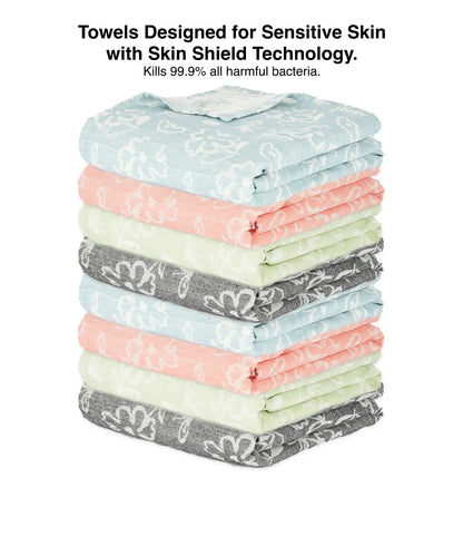 Banana Jacquard Floral Bath Towel | 75 X 150 cm - Pack of 8