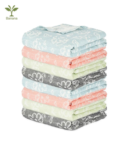 Banana Jacquard Floral Bath Towel | 75 X 150 cm - Pack of 8