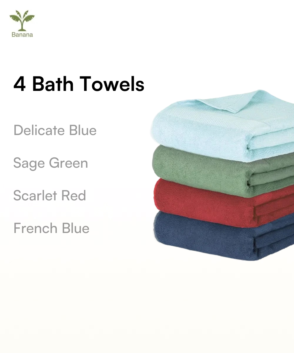 Banana Super Light weight Terry | 400 GSM| 70 x 140 cm | Pack of 4
